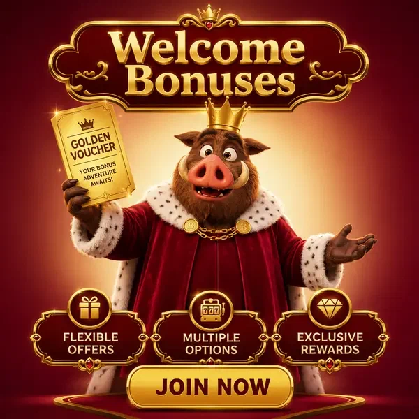 Wildschwein-König präsentiert Mobile-App-Willkommensboni am Kingia Casino Portal