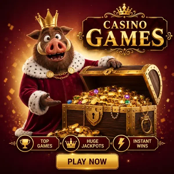 Schatztruhe überquellend mit Casino-Spiele-Reichtümern bei Kingia Casino Games